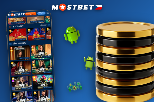Notifikace o dostupné aktualizaci mobilní aplikace Mostbet na displeji