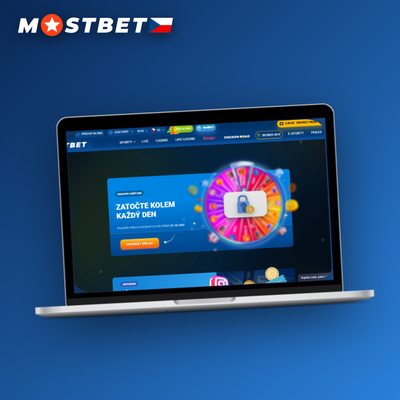 Zlatý nápis jackpot nad Mostbet Kolem štěstí s výhrou až 25 000 CZK